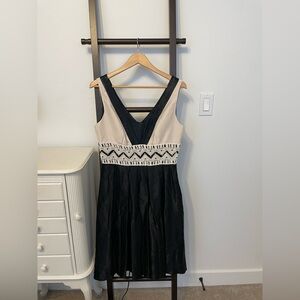 Burlap from Anthrolpolgie.  Black and Cream Sleeveless Dress STUNNING size L